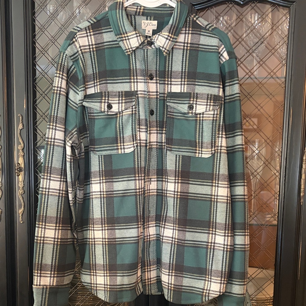 Knit for J.Crew Green and White Plaid Shirt